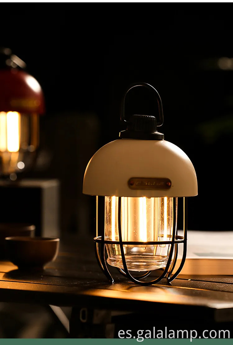 Luz de campamento solar LED retro con batería incorporada en 18650